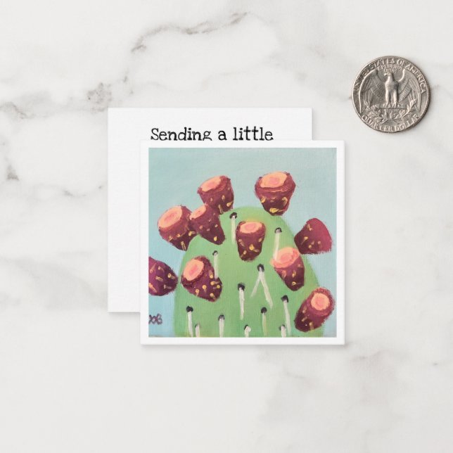 Tarjeta Pequeña Prickly Pear Desert Cactus (Anverso/Reverso In Situ)