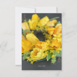 Tarjeta Pequeña Primavera feliz - Wreath amarillo