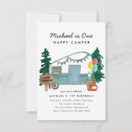 Tarjeta Pequeña Primer cumpleaños del campamento de golondrinos fe