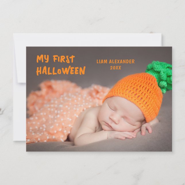 Tarjeta Pequeña Primera foto de bebé de Halloween (Anverso)