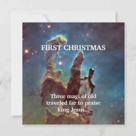 Tarjeta Pequeña Primera Navidad Tres Magi de Viejos Viajados Lejos