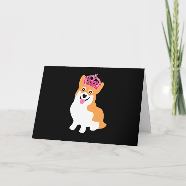 Tarjeta Pequeña princesa de corgi con corona rosa (Anverso)