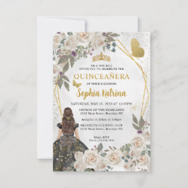 Tarjeta Pequeña Princesa Floral de oro de oro de oro negro de pres