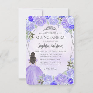 Tarjeta Pequeña Princesa Floral de Plata Púrpura Presupuestaria Qu