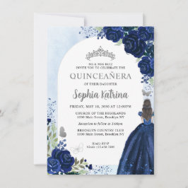 Tarjeta Pequeña Princesa Gris Azul Marina Floral Presupuestaria Qu