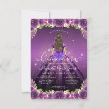 Princesa Quinceanera de oro morado floral