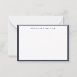Tarjeta Pequeña Profesional blanco azul de la marina moderna simpl