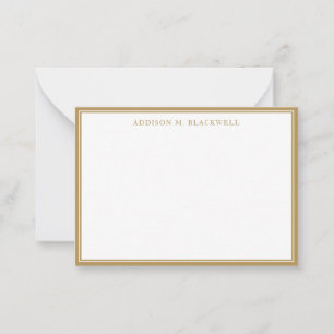 Tarjeta Pequeña Profesional blanco de oro moderno y sencillo