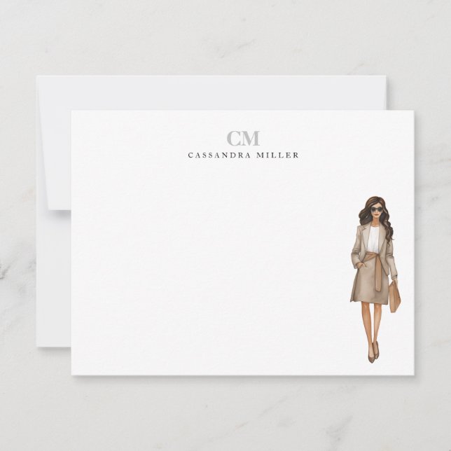 Tarjeta Pequeña Profesional de moda de Office con estilo Monograma (Anverso)