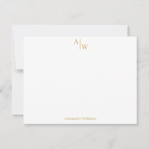 Tarjeta Pequeña Profesional Moderno 2 Monograma Faux Gold Básico