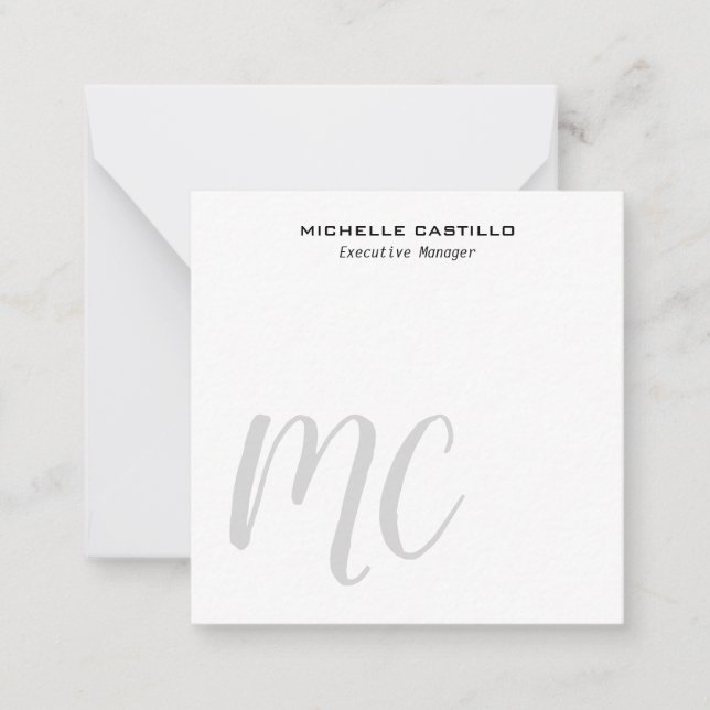 Tarjeta Pequeña Profesional Moderno Monogramado Minimalista (Anverso)