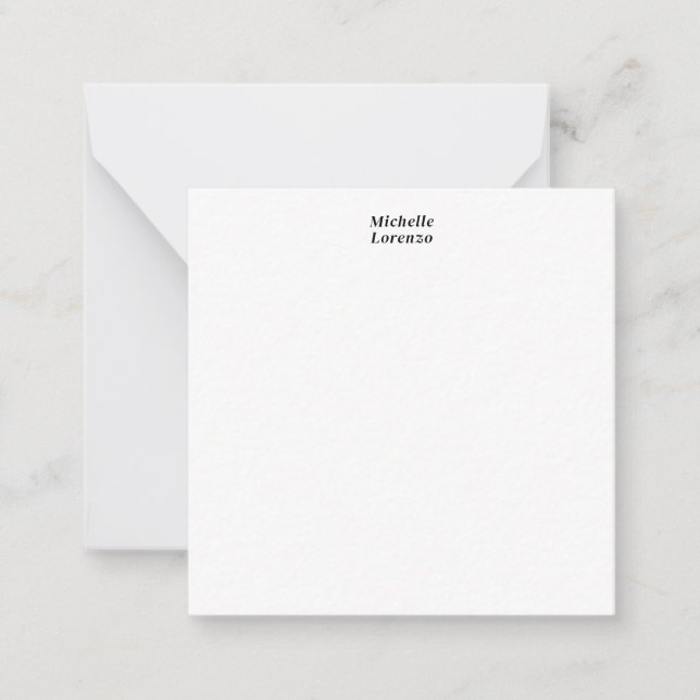 Tarjeta Pequeña Profesional Moderno Simple Nombre sencillo Blanco  (Anverso)