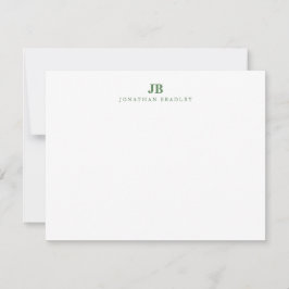 Tarjeta Pequeña Profesional Monograma Minimalista Verde Salvia