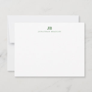 Tarjeta Pequeña Profesional Monograma Minimalista Verde Salvia