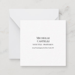 Tarjeta Pequeña Profesional Único Clásico Simple Blanco y Negro