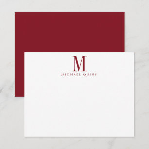 Tarjeta Pequeña Profesionalidad masculinaI Monograma Borgoña Rojo