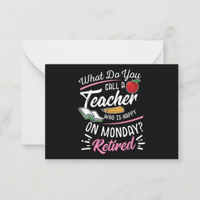 Tarjeta Pequeña Profesor jubilado jubilado feliz lunes (Anverso)