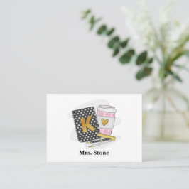 Tarjeta Pequeña Profesora de kindergarten Preppy Café para portáti