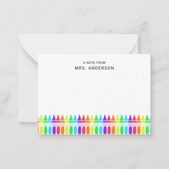 Tarjeta Pequeña Profesora primaria personalizada de Rainbow Crayon (Anverso)