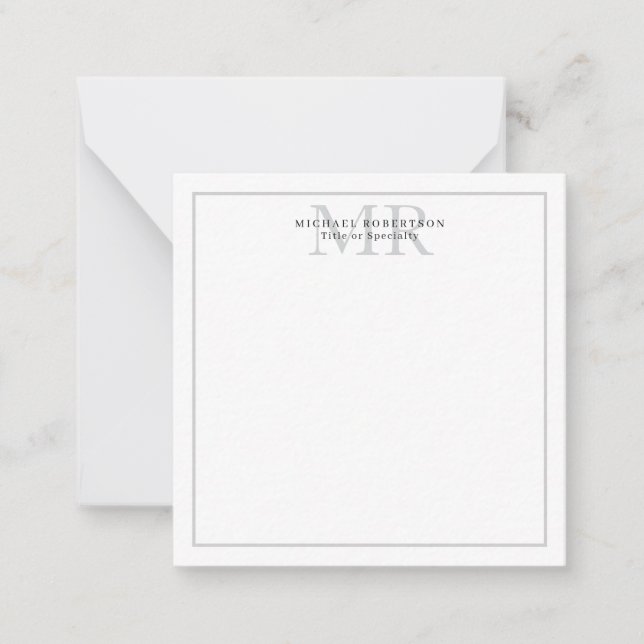 Tarjeta Pequeña Professional Classical Monogram Minimalist Plain (Anverso)