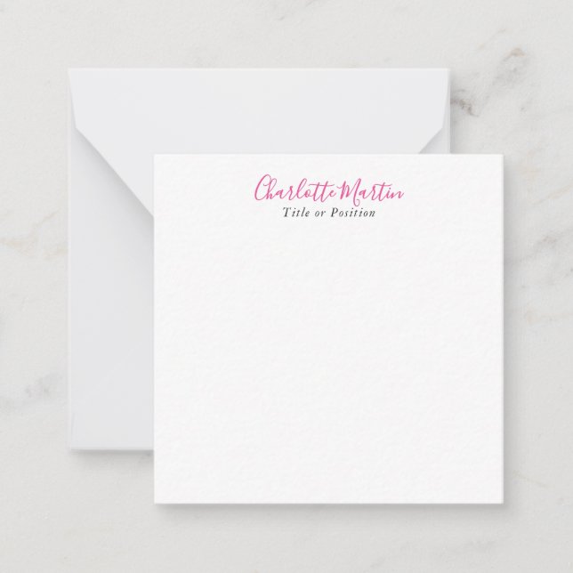 Tarjeta Pequeña Professional Pink White Manager Consultant Chief (Anverso)