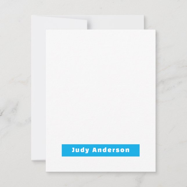 Tarjeta Pequeña Professional Plain Modern Elegant Name Blue White (Anverso)