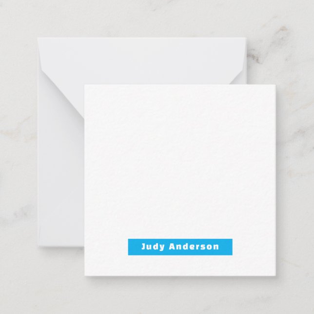Tarjeta Pequeña Professional Plain Modern Elegant Name Blue White (Anverso)