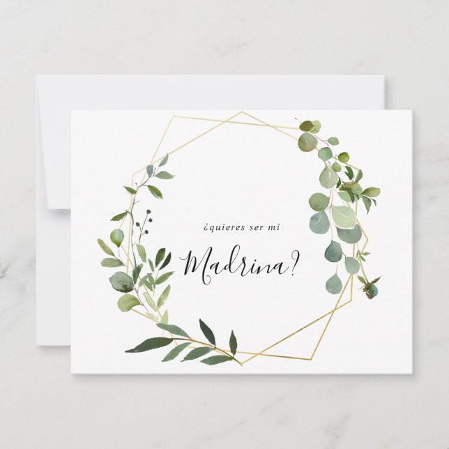 Tarjeta Pequeña Propuesta de Dama de Honor Geométrica Tropical Esp (Anverso)