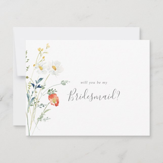 Tarjeta Pequeña Propuesta de la dama de honor floral silvestre mul (Anverso)