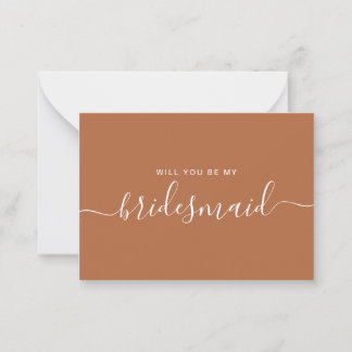 Tarjeta Pequeña Propuesta minimalista de la dama de honor de Terra