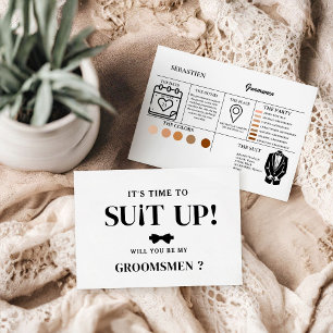 Tarjeta Pequeña Propuesta moderna Minimalista de Groomsman pregunt