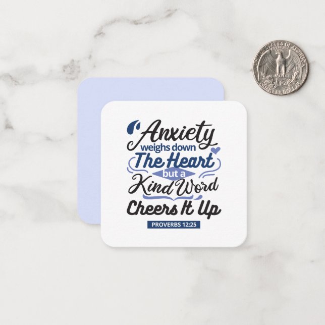 Tarjeta Pequeña Proverbs 12:25 Bible Verse – Kind Word Art (Anverso/Reverso In Situ)