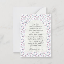 Tarjeta Pequeña Proverbs 3:3–4 Floral Scripture 