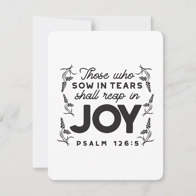 Tarjeta Pequeña Psalm 126:5 Scripture Typography – Reap in Joy (Anverso)