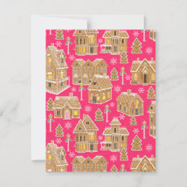Tarjeta Pequeña Pueblo Navideño de Pan de Jengibre