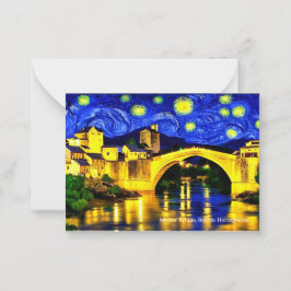 Tarjeta Pequeña Puente Mostar, Bosnia en una carta de Eid Mubarak