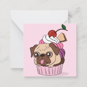 Tarjeta Pequeña Pug de magdalena