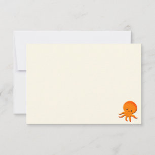 Tarjeta Pequeña Pulpo bebé lindo manta crema blanco apagado