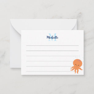 Tarjeta Pequeña Pulpo de dibujos animados lindo personalizado con
