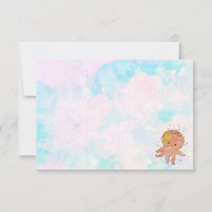 Tarjeta Pequeña Pulpo Lindo Dibujo Animado Afiche Vintage Acolorad