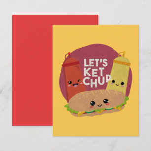 Tarjeta Pequeña Pun de comida rápida: Vamos a Ketchup