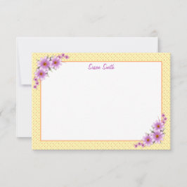 Tarjeta Pequeña Punto de polka amarillo y plano floral