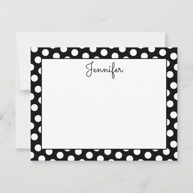 Tarjeta Pequeña Punto de polka blanco y negro personalizado (Anverso)