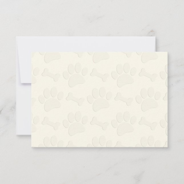 Tarjeta Pequeña Puppy Paw Prints and Bones Blank Cream Off White (Anverso)