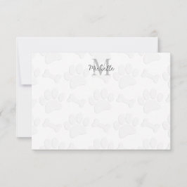 Tarjeta Pequeña Puppy Paw Prints and Bones Personalized Monogram