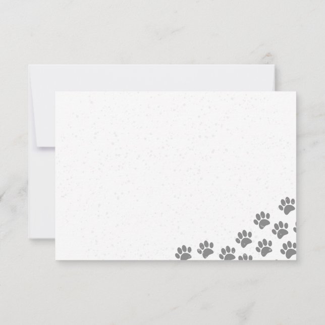 Tarjeta Pequeña Puppy Paw Prints And Gray Paint Splatter Custom (Reverso)