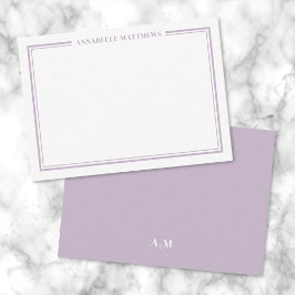Tarjeta Pequeña Purple Border Minimalist Name Monogram