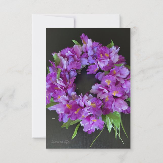 Tarjeta Pequeña Purple Iris Wreath (Anverso)