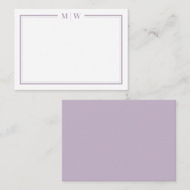 Tarjeta Pequeña Purple Minimalist Monogram (Anverso / Reverso)