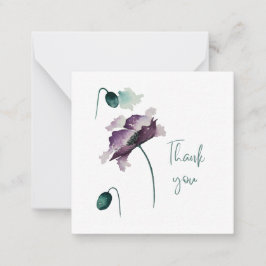 Tarjeta Pequeña Purple Poppy Thank You Flat Notecard